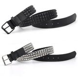 Black/Chrome Pyramid Studded Belt