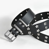 Goth Style Star Eye Double Pin Rivet Belt