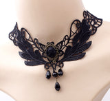 Victorian Crystal Black Lace Neck Chokers