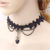 Victorian Crystal Black Lace Neck Chokers