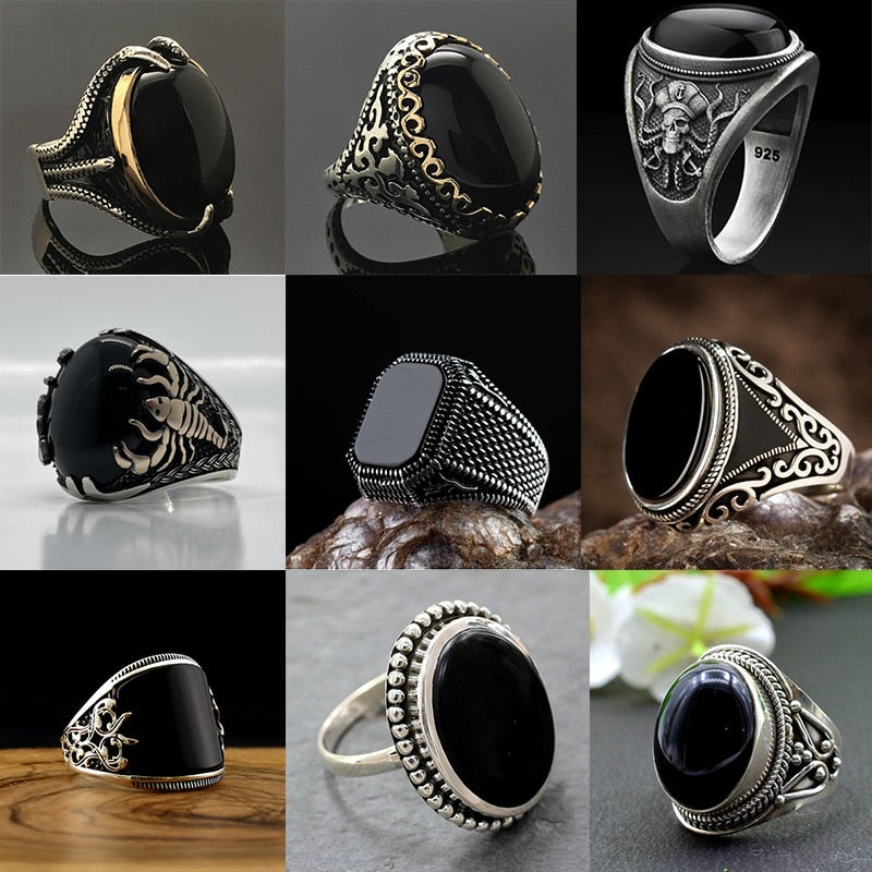 Bling Jewelry Mens Brick Accent Gemstone Statement Rectangle Black Onyx  Signet Ring - Walmart.com